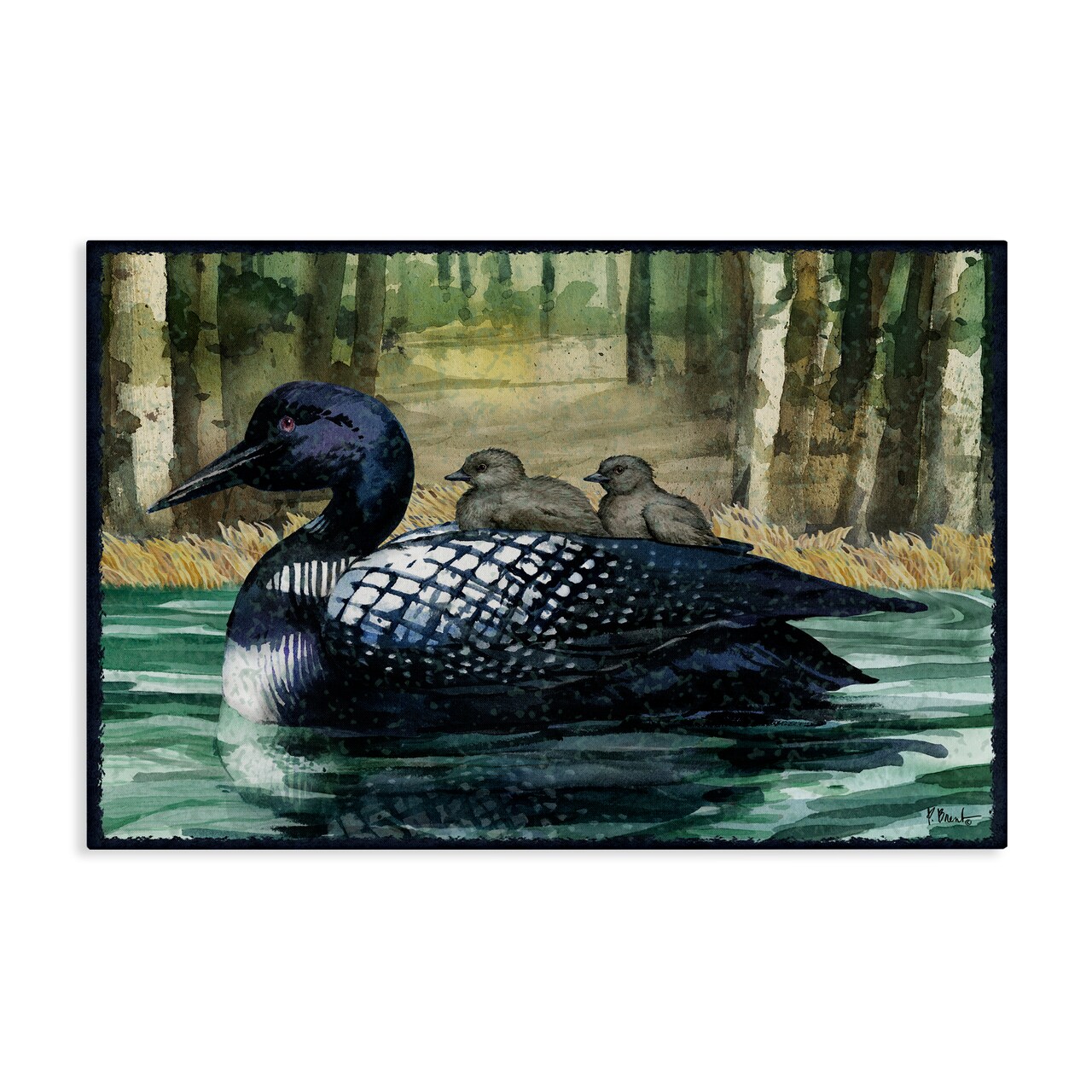Stupell Industries Loon Family on Lake Canvas Design by Paul Brent